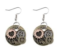Steampunk Gears Earrings for Women Men Handmade Vintage Antique Bronze Clockwork Steam Gear Alloy Dangle Drop Earrings for Punk Halloween Cosplay Christmas Jewelry Accessories, M, Metal, No Gemstone