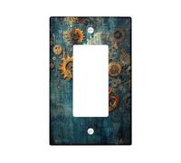 Steampunk Gears Light Switch Cover Plates/Outlet Covers, Rustic Brown and Turquoise Mechanical Design, Vintage Industrial Style for Home Decor, Thermoplastic Wall Plates Single Rocker