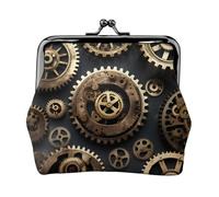 Steampunk Gears Print Coin Purse,Cute Leather Kiss Lock Coin Wallet Portable Wallet for Office and Travel