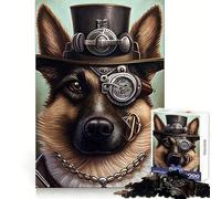 Steampunk German Shepherd 1000 Piece Jigsaws for Teenagers Puzzle Think Toy Stress Relief Sharp Cut Santa Wish List 50x75cm