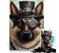 Steampunk German Shepherd 1000 Piece Jigsaws for Teenagers Puzzle Think Toy Stress Relief Sharp Cut Santa Wish List 50x75cm