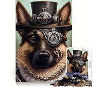 Steampunk German Shepherd 1000 Pieces Jigsaws Adults Puzzles Gifts Reason Skill Toy Stress Release Exact Cut Santa Wish List 38x26cm
