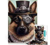 Steampunk German Shepherd 1000 Pieces Jigsaws Adults Puzzles Gifts Reason Skill Toy Stress Release Exact Cut Santa Wish List 38x26cm