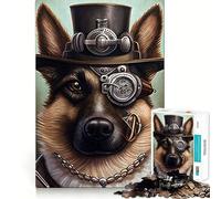 Steampunk German Shepherd Jigsaw 1000 Pieces for Teenagers Logic Boost Toy Calming Play Premium Edge Art Collectible 38x52cm