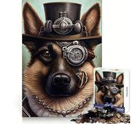 Steampunk German Shepherd Jigsaw 1000 Pieces for Teenagers Logic Boost Toy Calming Play Premium Edge Art Collectible 38x52cm
