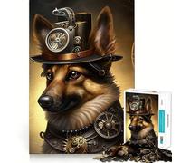 Steampunk German Shepherd Jigsaw for Teenagers 1000 Pieces Logic Play Indoor Fun Accurate Edge Art Collection Piece 38x52cm