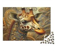 Steampunk Giraffe Art Colourful Ornate Steampunk Giraffe 1000 Pieces Jigsaw for Adults Beautifully Illustrated Challenging Home Activity 70x50cm/1000pcs
