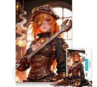Steampunk Girl with Wrench Jigsaw Puzzles for Adults1000 Piece Sharp Logic Toy Together Fun Tight Cut Memorable Gift 38x52cm
