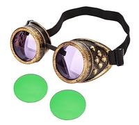 Steampunk Goggles SANGLE SOPFFY Steampunk Glasses Vintage Goggles Changeable Colored Lens Halloween Costume Accessory BRONZE