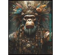 Steampunk Gorilla: A notebook with 120 cream colored, college ruled pages | Vintage, futuristic colorful cover design | For students and adults
