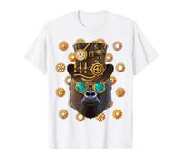 Steampunk Gorilla Medieval Victorian Steam Powered Animal T-Shirt, Men, White, Large