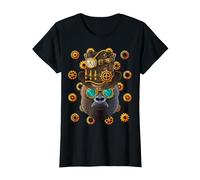 Steampunk Gorilla Medieval Victorian Steam Powered Animal T-Shirt, Women, Black, Large