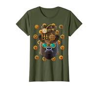 Steampunk Gorilla Medieval Victorian Steam Powered Animal T-Shirt, Women, Olive Green, Medium