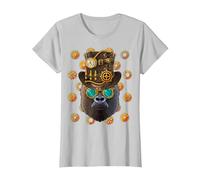 Steampunk Gorilla Medieval Victorian Steam Powered Animal T-Shirt, Women, Silver Grey, Medium