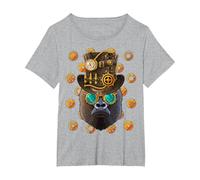 Steampunk Gorilla Medieval Victorian Steam Powered Animal T-Shirt, Women's Plus, Heather Grey, 4X