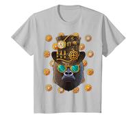 Steampunk Gorilla Medieval Victorian Steam Powered Animal T-Shirt, Youth, Silver Grey, Medium