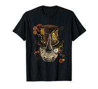 Steampunk Gothic Rhinoceros Mechanical Animal Face Rhino Value Graphic T-Shirt, Men, Black, L