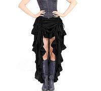 Steampunk Gothic Victorian Skirt for Womens,Drawstring Asymmetry Ruffle Pirate Skirt Cosplay Stage Clothing Black
