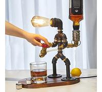 Steampunk Handcrafted Liquor Dispenser - Pipe Robot Lamp, Alcohol Whisky Wine dispenser, Industrial Whiskey Holder, Rustic Style, Man Cave, Decanter Whiskey Gift, Bar Restaurant Cafe - Gifts for Him