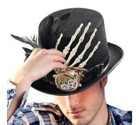 Steampunk Hat for Men - Silver Glasses Victorian Style Wide Brim Adjustable Hat | Costume Accessory for Masquerade, Halloween, Carnival, Night Club, Dis