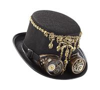 Steampunk Hat, Unisex Steampunk Cap, Halloween Steampunk Hat, Steampunk Costume Accessory, Hat with Removable Glasses, Creative Halloween Hat with Skull Chain for L