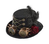 Steampunk Hat with Glasses, Gears and Feathers, Unisex Pirate Style Steampunk Top Hat Fancy Dress Accessories for Film Props, Fancy Dress Parties, Festivals