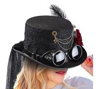 Steampunk Hat with Goggles - Built to Endure Wear, Steampunk Top Hat, Cosplay Headgear with Rose Removable Goggles Chain Accessories | Punk Hats for Halloween Party Festival