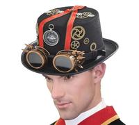 Steampunk Hats with Goggles - Retro Costume Cosplay Top Hat with Removable Goggles,Dress up Accessories, Time Traveler Costume Men for Halloween Masquerade Dress up