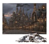 Steampunk House Wooden Jigsaw Puzzle for Adults Fun 1000 Pieces Home Decoration Education Game Toy Intellectual Game Stress Relief Toy Premium & Durable 1000pcs (75x50cm)