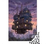 Steampunk House Wooden Jigsaw Puzzles 1000 Pieces for Adults Fun Home Decoration Stress Relief Toy Education Game Toy Intellectual Game Challenge Educational 1000pcs (75x50cm)