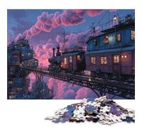 Steampunk House Wooden Jigsaw Puzzles Adults Fun 500 Pieces Education Game Home Decoration Stress Relief Toy Intellectual Game Challenge Educational 500pcs (52x38cm)