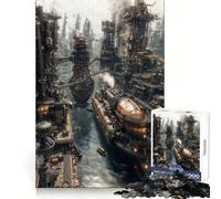 Steampunk Industrial Cityscape with Ships 1000 Piece Jigsaw Puzzles for Teenagers Jigsaw Mental Logic Toy Leisure Time Fine Edge 50x75cm