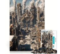 Steampunk Industrial Cityscape with Snowy Mountains 1000 Piece Jigsaws for Teenagers Mind Exercise Toy Mental Relax Design Assembly Santa Wish List 50x75cm