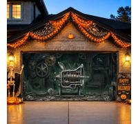 Steampunk Industrial Engine Halloween Garage Door Cover 157x71 Inch