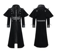 Steampunk Jacket Men's Classic Gothic Coat Men's Long Black Medieval Jacket with Zip Retro Victorian Yard Frock Coat Pirate Vampire Cosplay Halloween Costume, black, 3XL