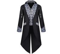 Steampunk Jacket Men's Gothic Tailcoat Men's Long Black Coat with Buttons Elegant Suit Vest Edelmann Medieval Rock Victorian Yard Clothing Nightclub Party Halloween Costume