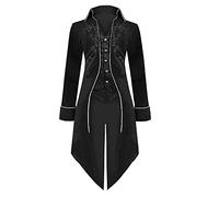 Steampunk Jacket Men's Large Sizes, Gothic Tailcoat Men's Long, Classic Black Coat Medieval Frock Coat Victorian Court Suit Vest Elegant Tuxedo Vampire Clothing Halloween Costume S-5XL