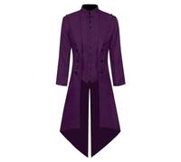 Steampunk Jacket Men's Renaissance Coat Men's 2 Blue Black Halloween Tailcoat Men's 3 Costume Gothic Frock Coat Medieval Jackets Vintage Single Breasted Suit Victorian Trench Coat Carnival, purple, M