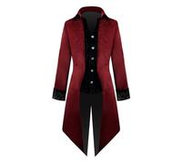 Steampunk Jacket Men's Renaissance Coat Men's Red Gothic Frock Coat Medieval Halloween Tailcoat Men's Costume Jackets Single Breasted Trench Coat Victorian Carnival Vintage Suit, red, M