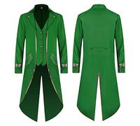 Steampunk Jacket Men's Slim Fit, Gothic Coat Men's Midi, Trendy Tailcoat with Buttons Medieval Frock Coat Victorian Court Suit Vest Elegant Tuxedo Pirate Vampire Clothing Halloween Costume