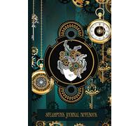 Steampunk Journal Notebook: Vintage Style Victorian Writing Log Book Diary With Distressed Grunge Teal and Gold Gears, Keys, Watch Design