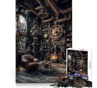 Steampunk Library Interior with Armchair 1000 Piece Jigsaw Puzzles for Adults Teenagers Memory Gain Relaxed Mind Design Assembly 38x26cm