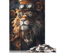 Steampunk Lion Animal Puzzle Rectangular Paper Board 100% Recycled Cardboard Jigsaw Puzzle for Adult Children's Day Gifts 1000pcs (75x50cm)