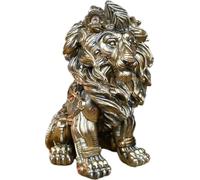 Steampunk Lion Decorative Ornament, Bronze-Gold Resin Sculpture, Vintage Industrial Style Home Décor