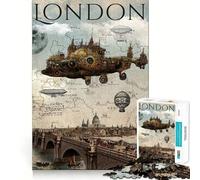 Steampunk London Jigsaw Puzzle for Teenagers 1000 Pieces Brain Skill Home Activity Exact Edge Festive Gift 38x52cm