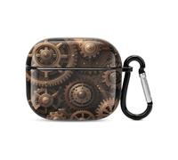 Steampunk Mechanical Gears Bluetooth Earbuds Case Cover Full Body Shockproof Protection Hard Case Support Wireless Charging with Keychain Personalized Gift for AirPods 3