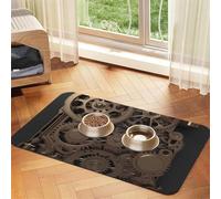 Steampunk Mechanical Gears Dog Food Mats for Floors, 16x24 Inch Non-Slip Super Absorbent Pet Food Mat, Dishwasher Dog Mat for Food and Water, Cute Rubber Quick Dry Pet Feeding Mat for Dogs Puppy Cats