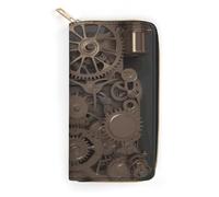 Steampunk Mechanical Gears Leather Wallet, Bifold Stylish Wallets, Credit Card Holder for Passport Covers, Purse Passport Bag for Men Women