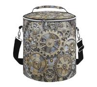 Steampunk Mechanical Gears Lunch Bag 15L, Insulated Picnic Basket with Leakproof Design - Large Cooler Tote for Camping, Beach, Hiking & Groceries