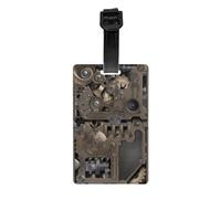 Steampunk Mechanical Gears Print Luggage Tags with Full Back Privacy Cover - Bright Suitcase Identifier for Travel, Cruise & More